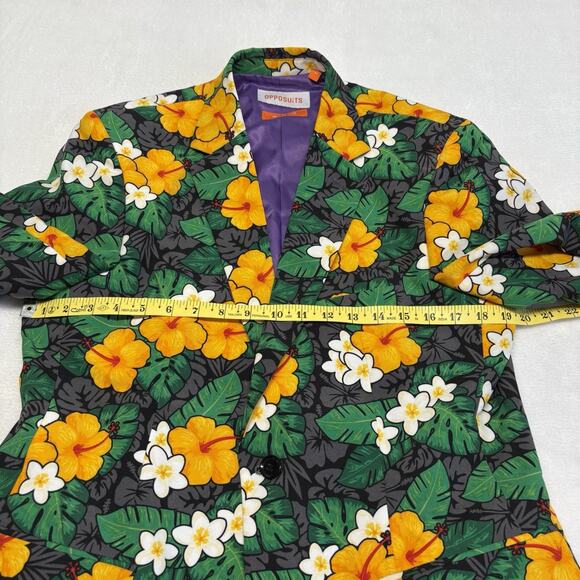 OppoSuits Tropical Treasure 2 Pc. Black Floral Suit Men’s Size 38 - Picture 10 of 16